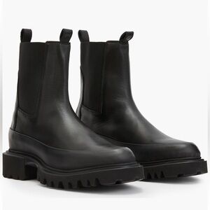 ‼️NEW All Saints Harlee Lug Sole Black Leather Chelsea Boots